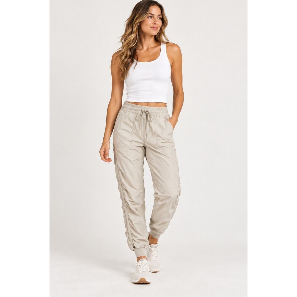 Lululemon Dance Studio Jogger Pants Women's Size 4 Beige Ruched W5DD6S Lined